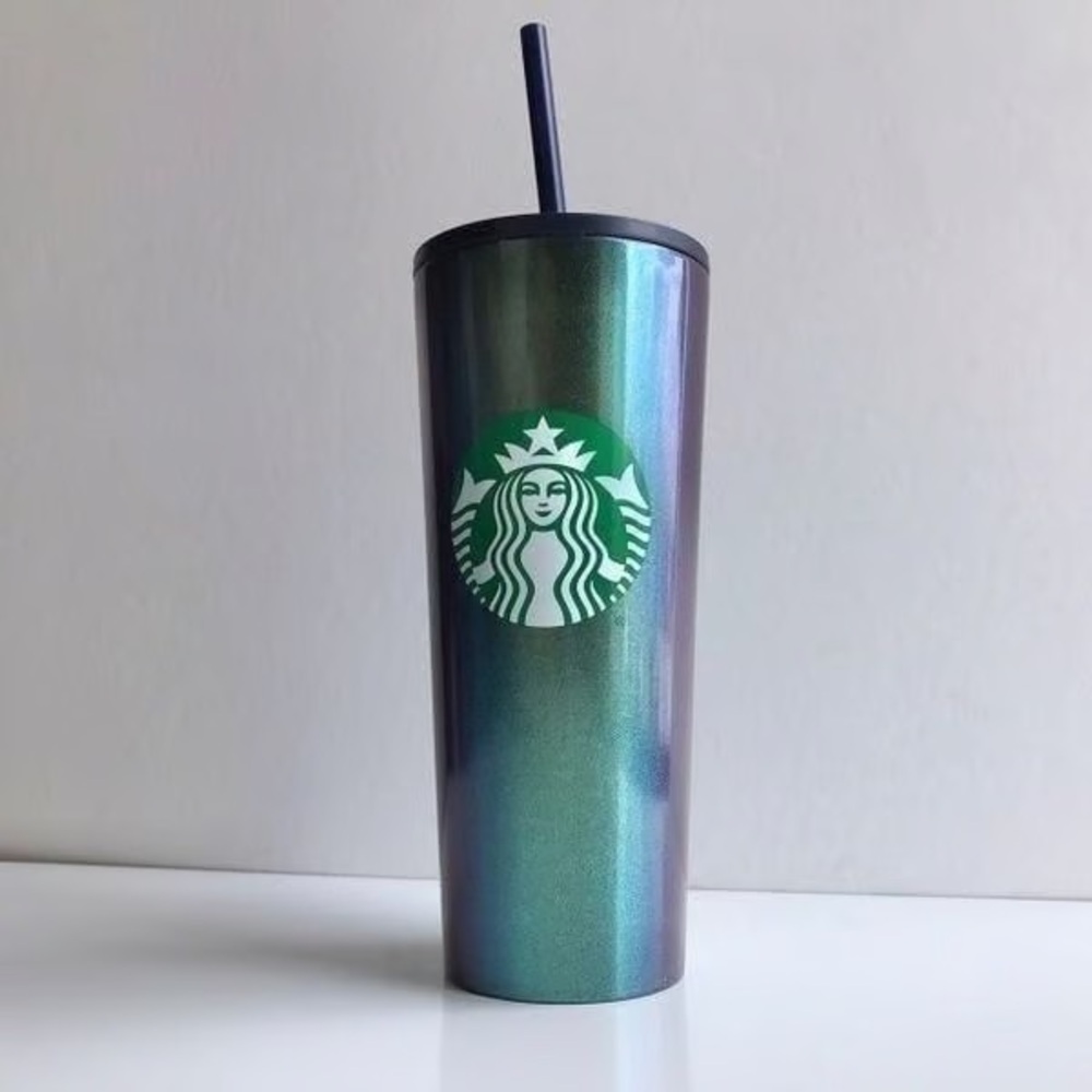 Starbucks insulated Shimmering Blue Tumbler with Straw